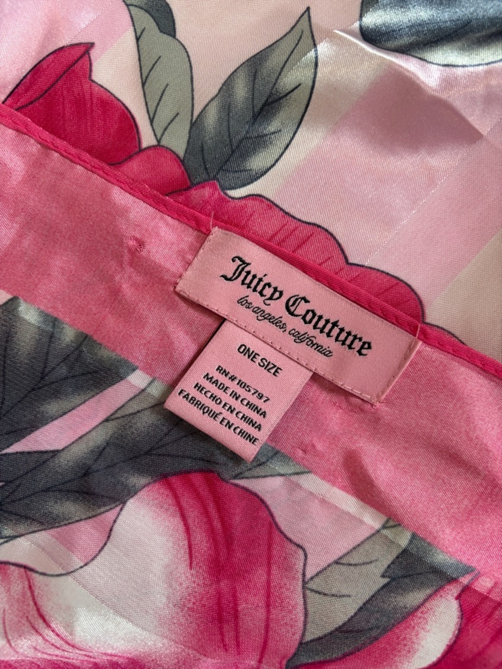 Juicy Couture Floral Scarf Peony Pink Square - Picture 6 of 10